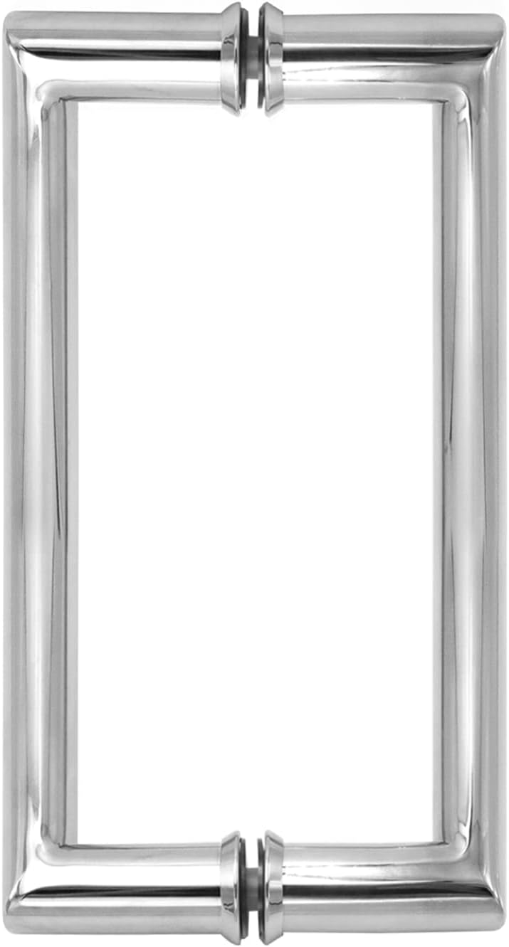 CKB 8" Shower Door Handle, Stainless Steel Shower Door Pull Compatible with 1/3" to 1/2" Glass Thickness, Back to Back Glass Door Handle with Polished Steel