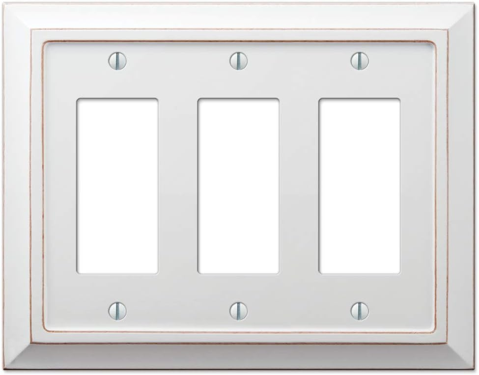 Amerelle 4040RRRDW Moderne Wallplate 3 Rocker Wood Distressed White 1-Pack