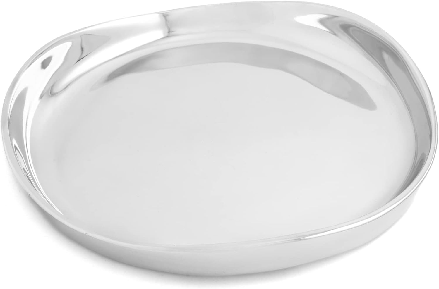 nambe Billow Round Tray | 13 Inch Serving Platter for Beverages, Bar, and Liquor | Coffee Table Centerpiece Tray | Made with Nambe Alloy | Designed by Steve Cozzolino