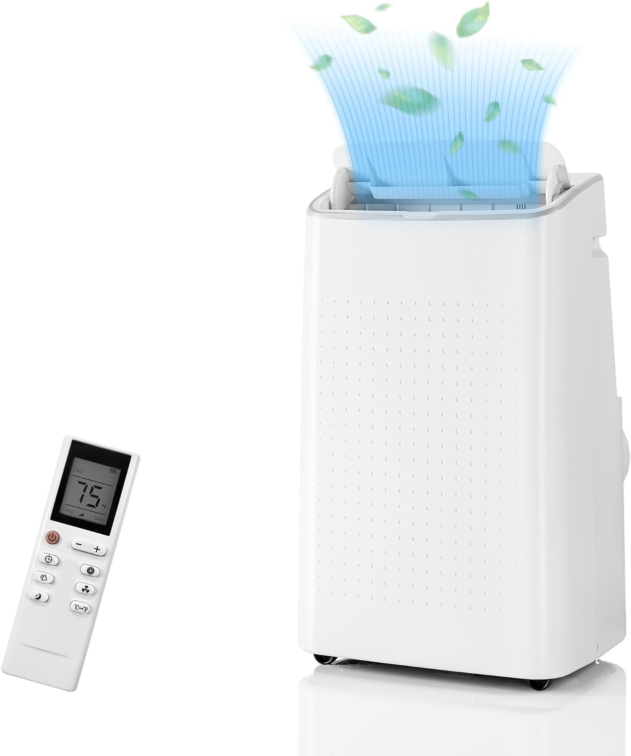 Homhougo 14,000 BTU Portable Air Conditioner, 4-in-1 Cooling, Dehumidifier, Fan & Sleep Modes, Cools Up to 750 Sq. Ft, Includes Window Kit & Remote Control, White