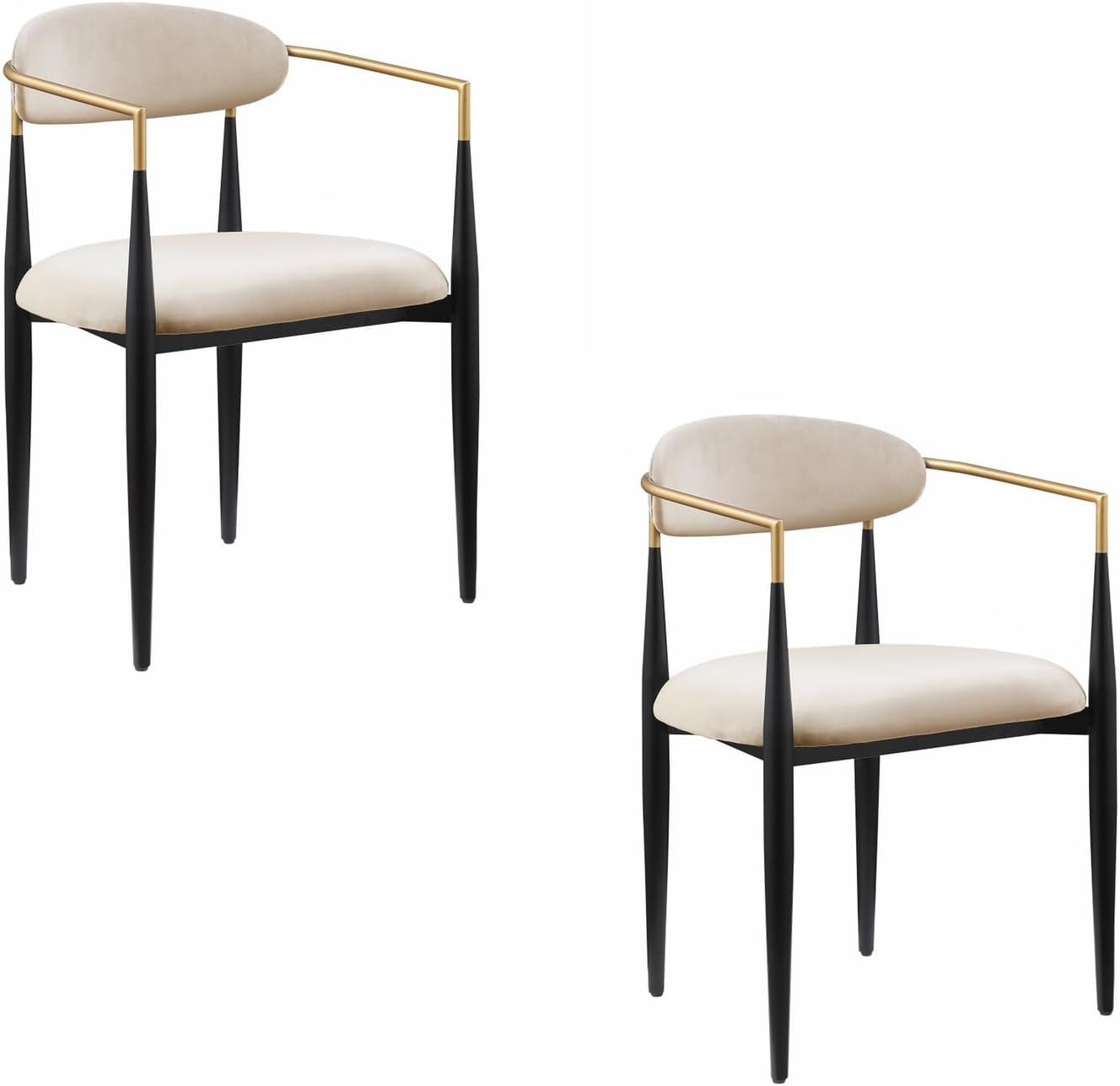 Benjara BM316796 21 in. Kenny Taupe Fabric Foam Padded Gold & Black Metal Dining Chair