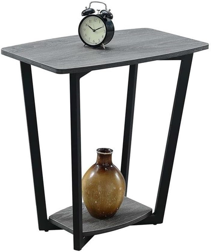 Convenience Concepts Graystone End Table with Shelf, Weathered Gray/Black Frame