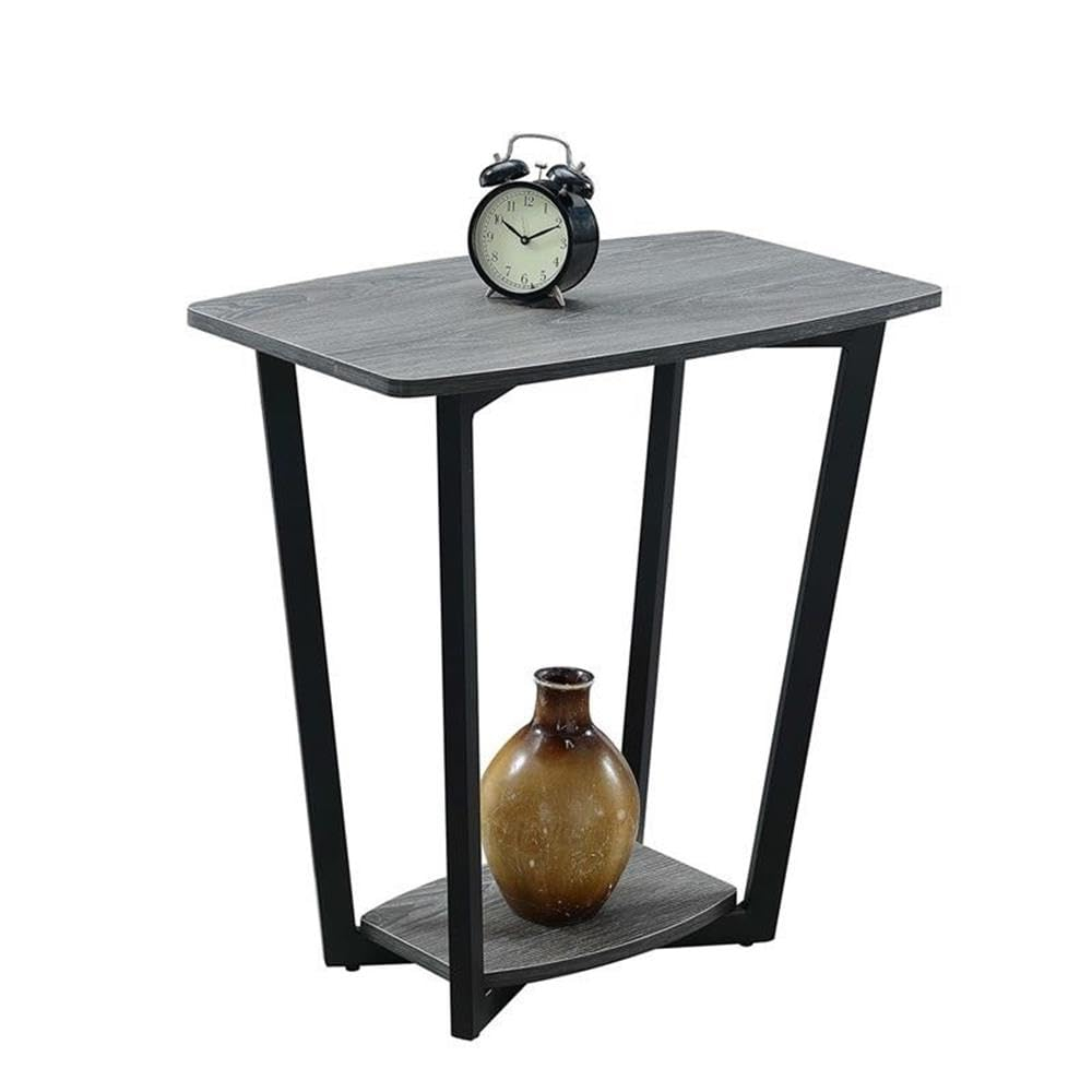 Convenience Concepts Graystone End Table with Shelf, Weathered Gray/Black Frame
