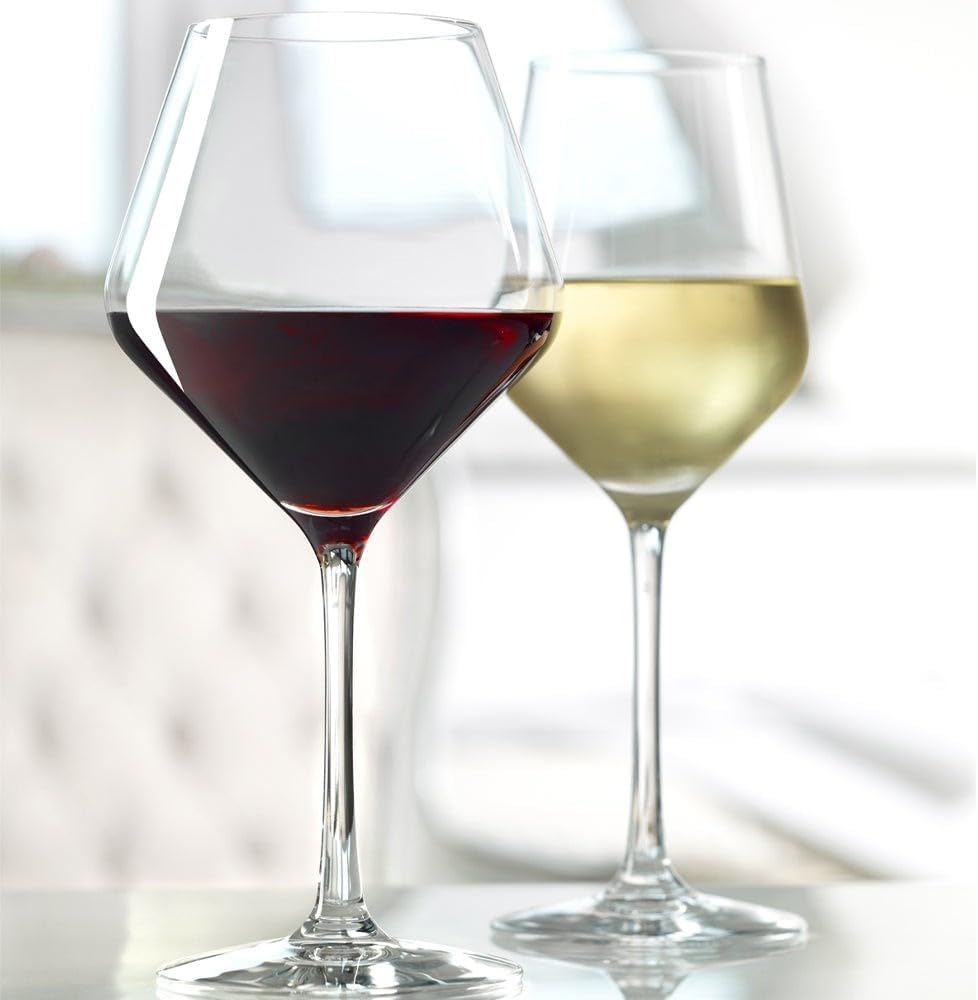 Elegant Clear Crystal Conical Wine Glasses Set of 6