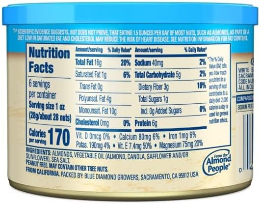 Blue Diamond Shelf Stable Almonds Lightly Salted Pieces, 6 oz Can