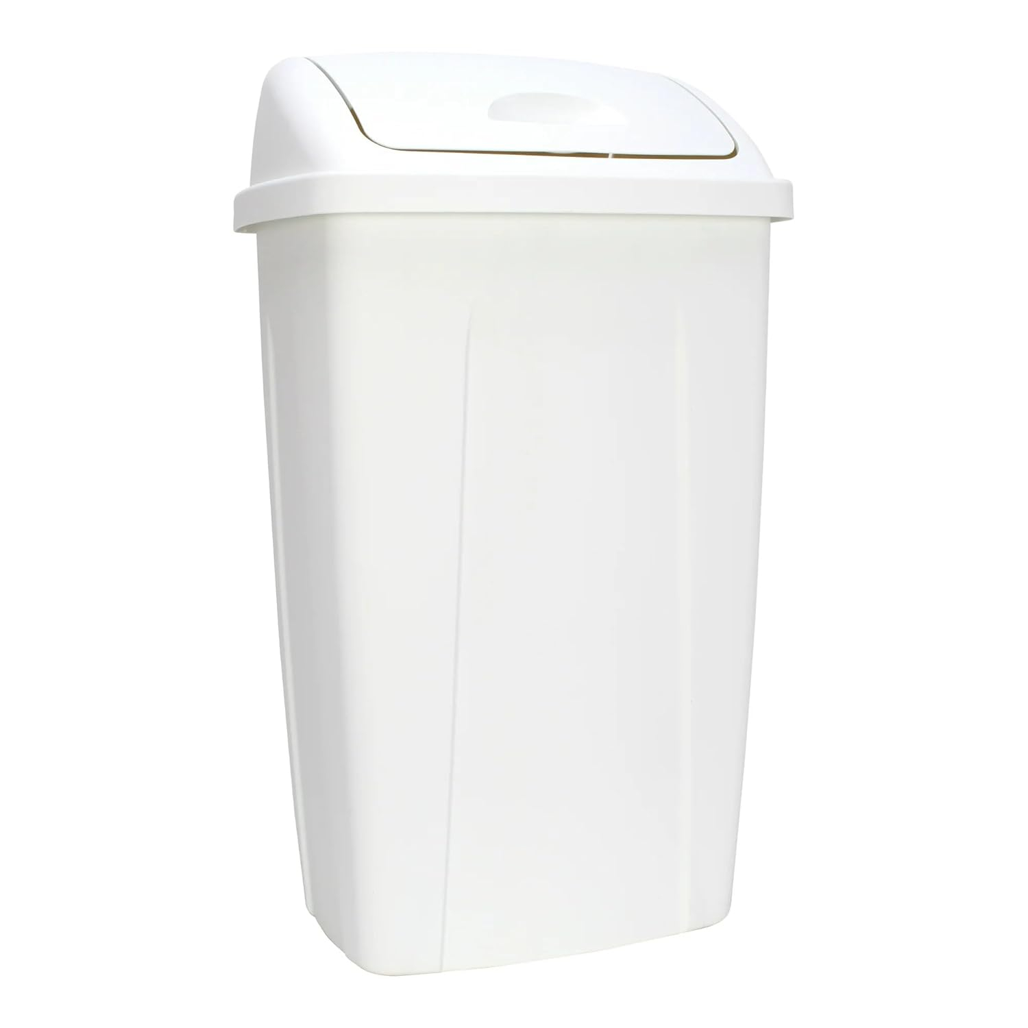Mainstays Kitchen Trash Can, 13 Gallon, Plastic Swing Top Garbage Bin, White