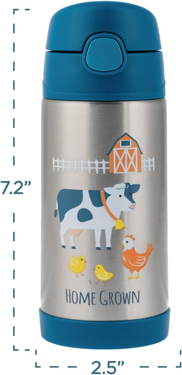 Stephen Joseph Double Wall Stainless Steel Bottles, Insulated Water Bottle for Kids Toddlers, Vacuum Insulated Bottle with Straw, BPA-Free Water Bottle – 11.8 Ounces, SHARK