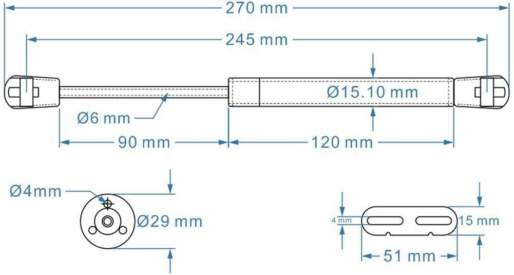 2 Pcs 22.5lb/100N Black Gas Strut Lift Support Cabinet Hydraulic Hinge Kitchen Cupboard Springs Cabinet Door Gas Spring