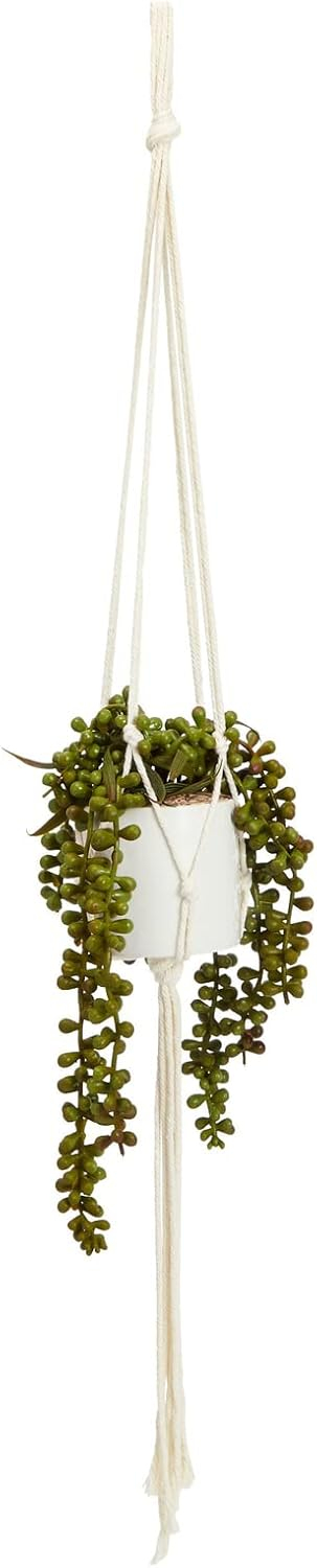 Juvale Hanging Artificial String of Pearls Plant with White Ceramic Pot for Wall Decor, House Warming Gift (31 in, 2 Pack)