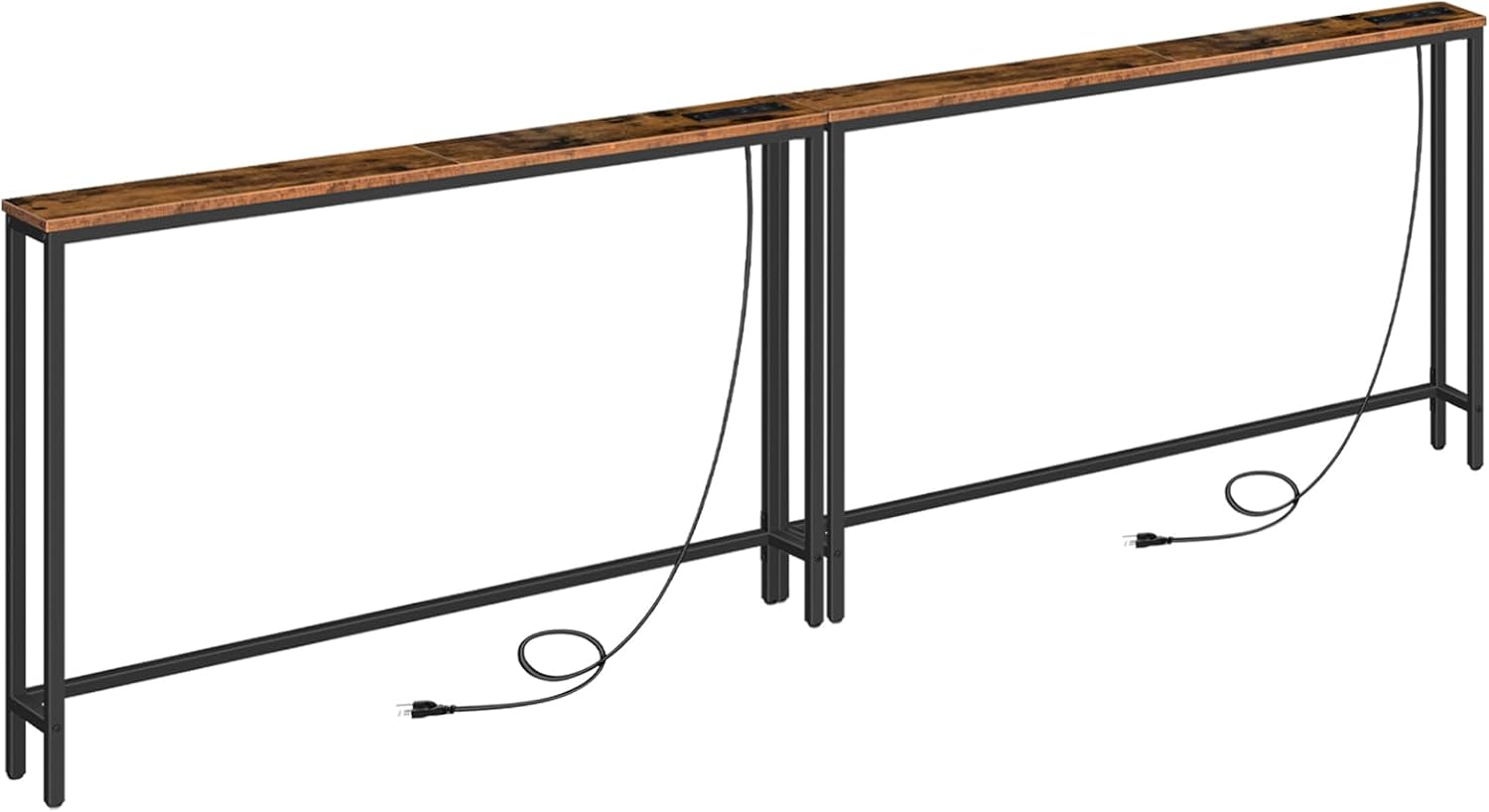 47.2" Skinny Console Table with Power Outlets and USB Ports, Table with Charging Station, Narrow Sofa Table, Behind Couch Table, for Entryway, Hallway, Foyer, Rustic Brown BF15XG01G1