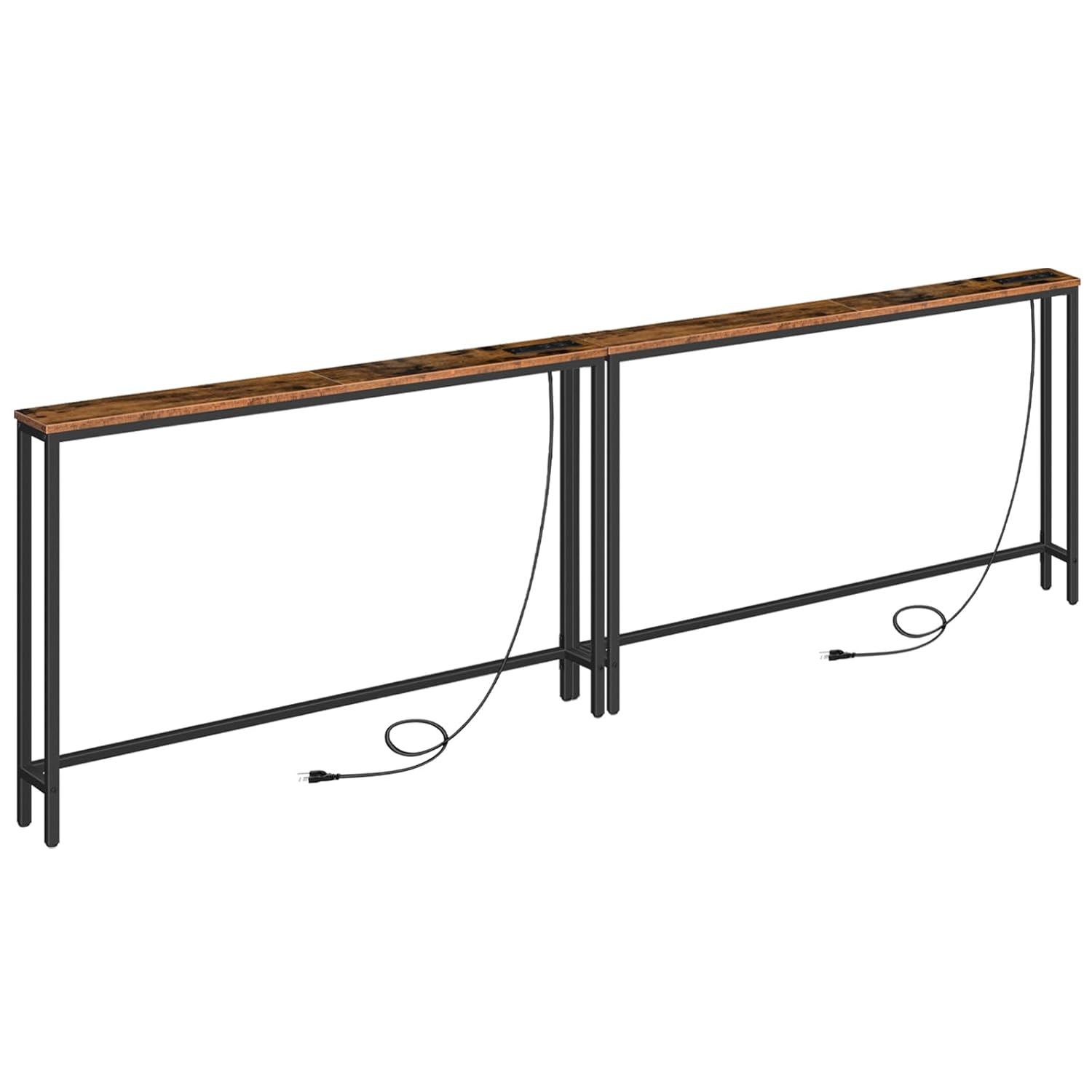 47.2" Skinny Console Table with Power Outlets and USB Ports, Table with Charging Station, Narrow Sofa Table, Behind Couch Table, for Entryway, Hallway, Foyer, Rustic Brown BF15XG01G1