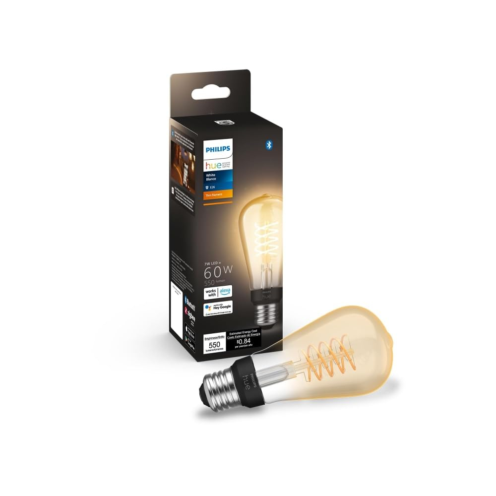Philips Hue 571125 Dimmable Warm White Vintage Smart ST19 Edison Bulb