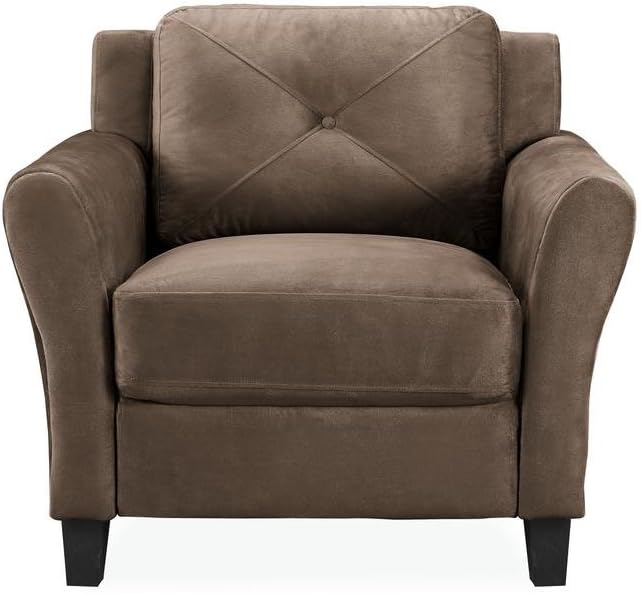 Harvard Brown Microfiber with Round Arm Chair