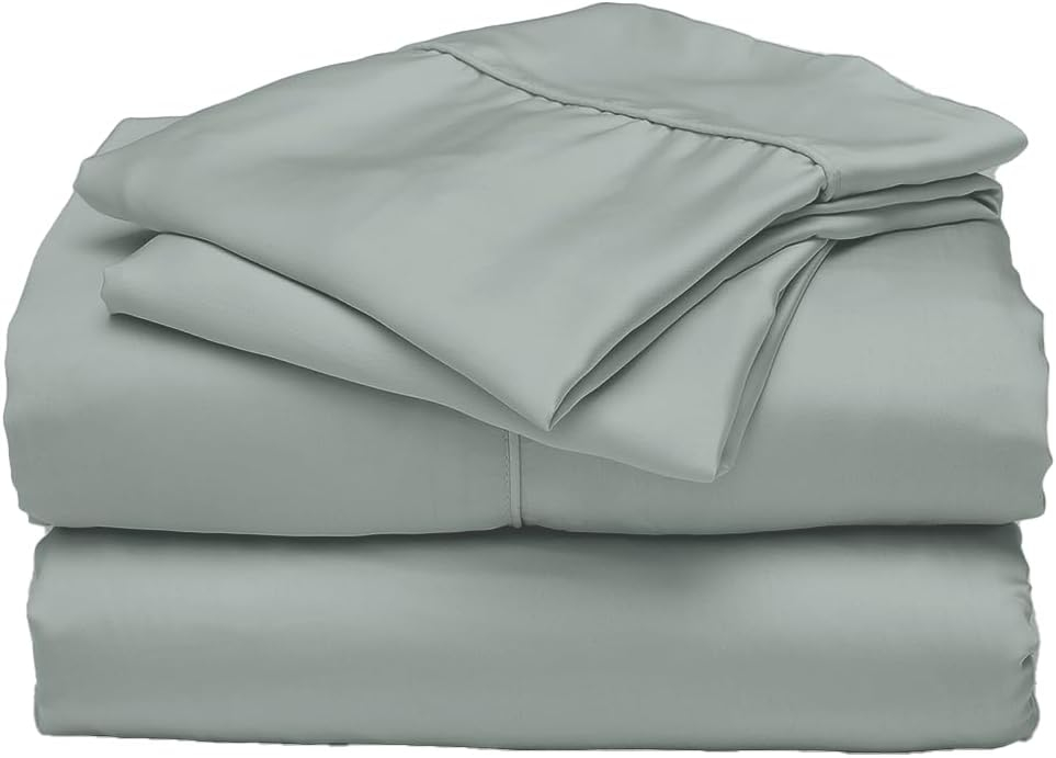 ettitude 100% Lyocell from Organic Bamboo Standard Sheet Set, Sage (Green), Queen, Breathable Sheets, Bedding, Sustainable, Sateen, Plant-Based Fabric, Silky-Soft, Deep Pockets