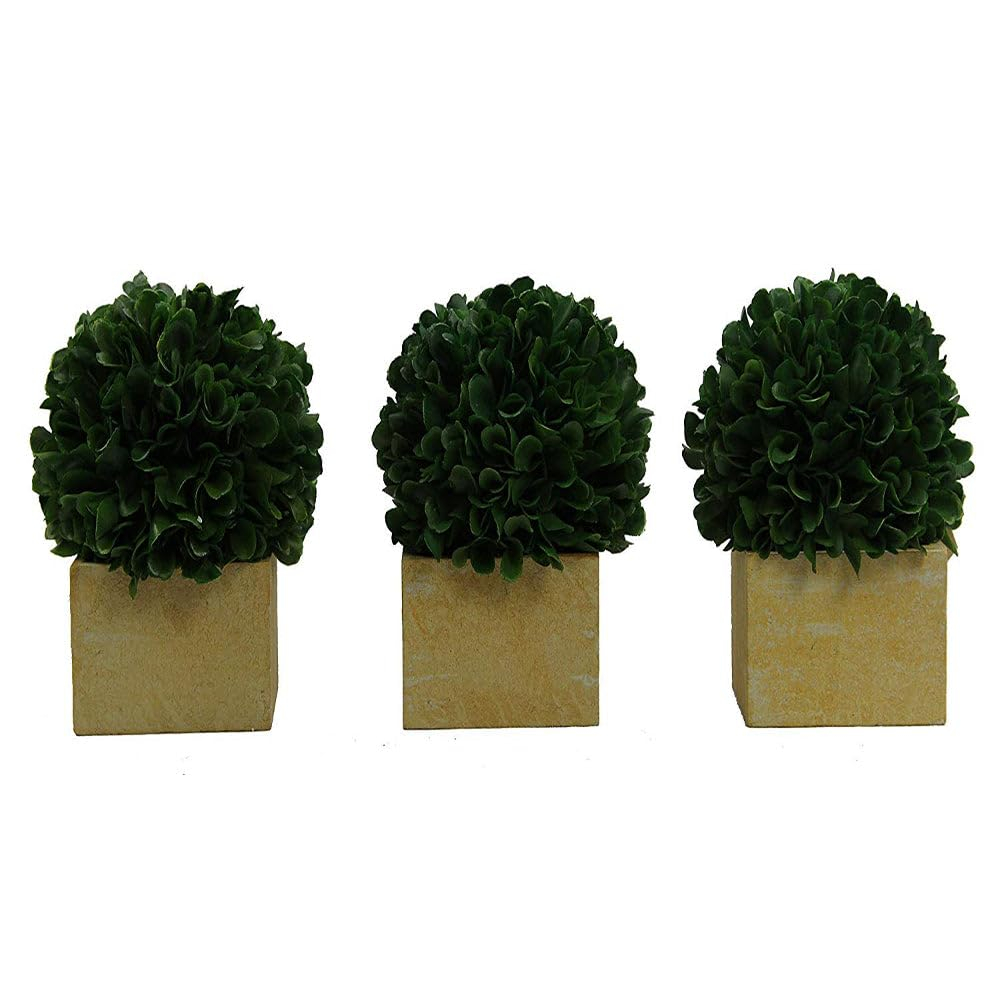Admired by Nature 3 Ball Topiary Plants Artificial Boxwood Topiary Faux Topiaries Planters Potted Plants Artificial boxwood balls for pots for Home Decor, Office Desk, Front Porch Indoor and Outdoor