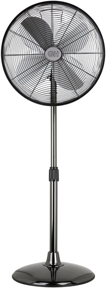 Good Housekeeping All-Metal 3-Speed 16" Oscillating Conference Room Pedestal Fan with Telescopic Height Adjustment (Multiple Finishes Available)