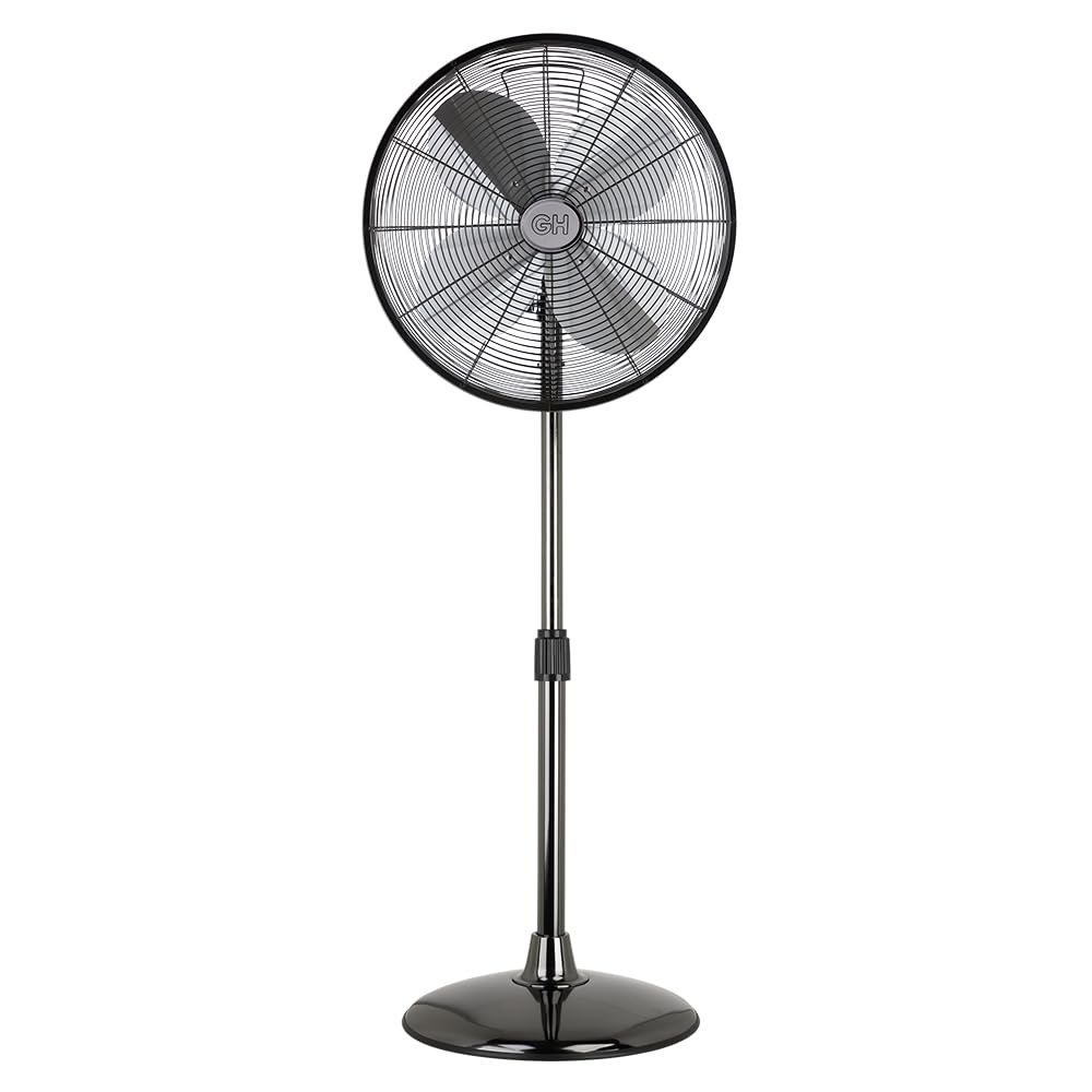 Good Housekeeping All-Metal 3-Speed 16" Oscillating Conference Room Pedestal Fan with Telescopic Height Adjustment (Multiple Finishes Available)