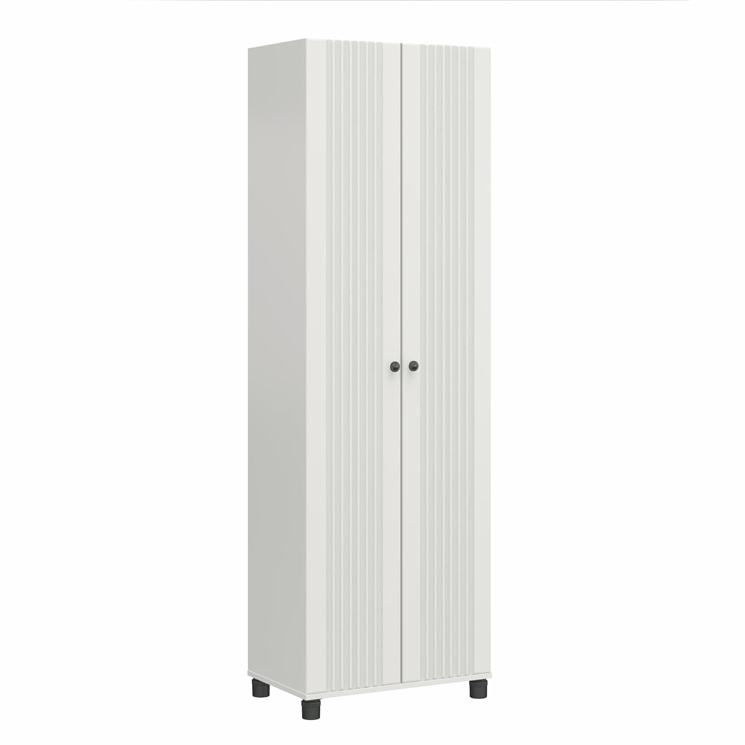 SystemBuild Evolution Kendall Fluted 24" Wide 2 Door Storage Cabinet, White