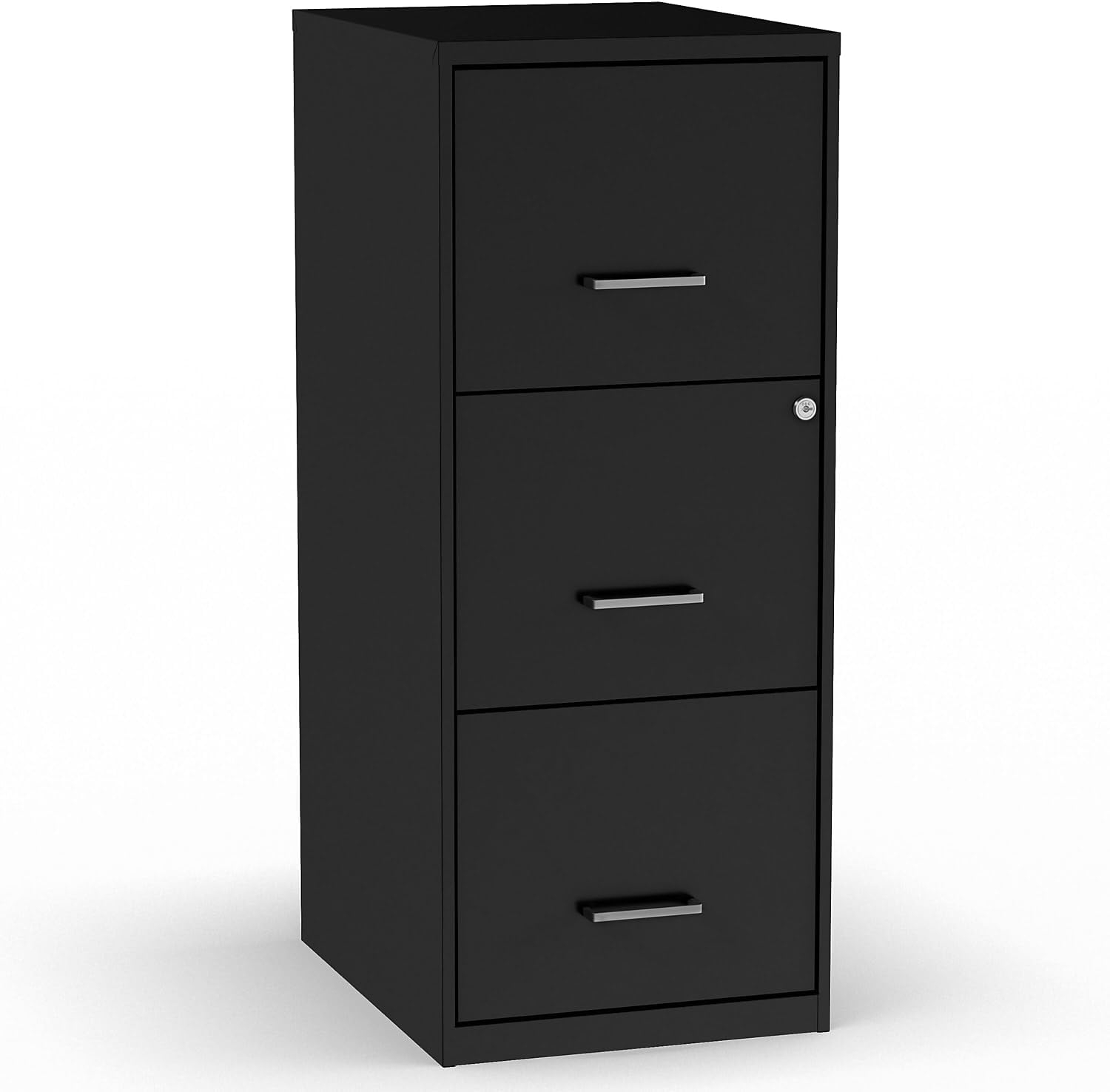Staples 2806770 3-Drawer Vertical File Cabinet Locking Letter Black 18-Inch D (52151)