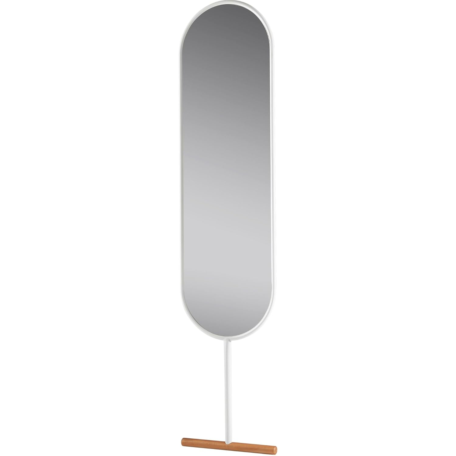 Adesso Home Willy Leaning Mirror, White with Natural Wood Base