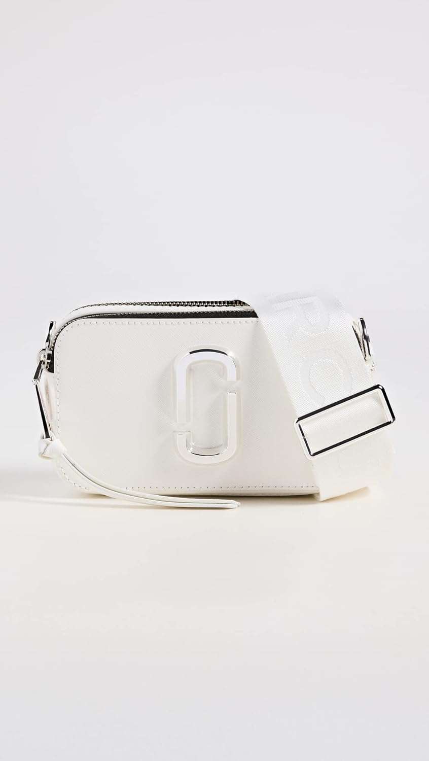 Marc Jacobs Women's Snapshot DTM Camera Bag, White/Silver, One Size Cowhide Leather