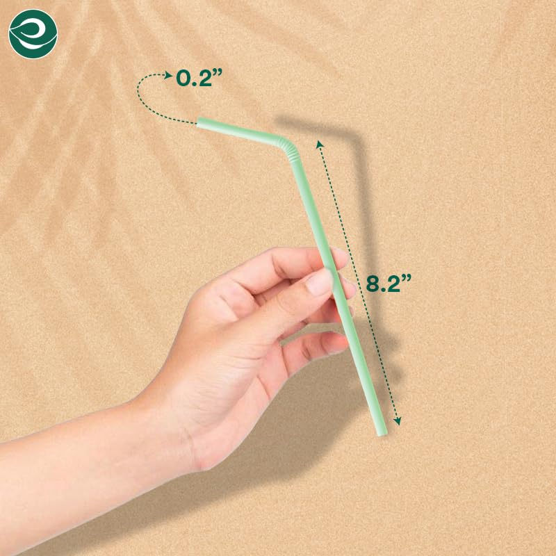 ECO SOUL 100% Compostable Straws [100 Count] [8.25"] Eco-Friendly Biodegradable Sustainable Disposable Straws, Cocktail Cold Drink Smoothie Bendable Straws