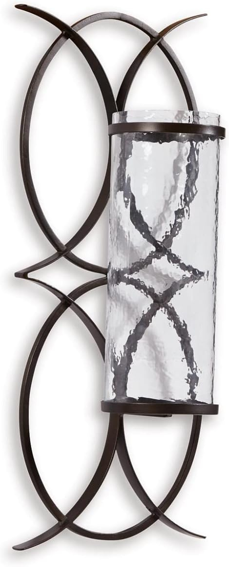 Signature Design by Ashley Bryndis Contemporary 22.13" High Geometric Design Wall Sconce, Black