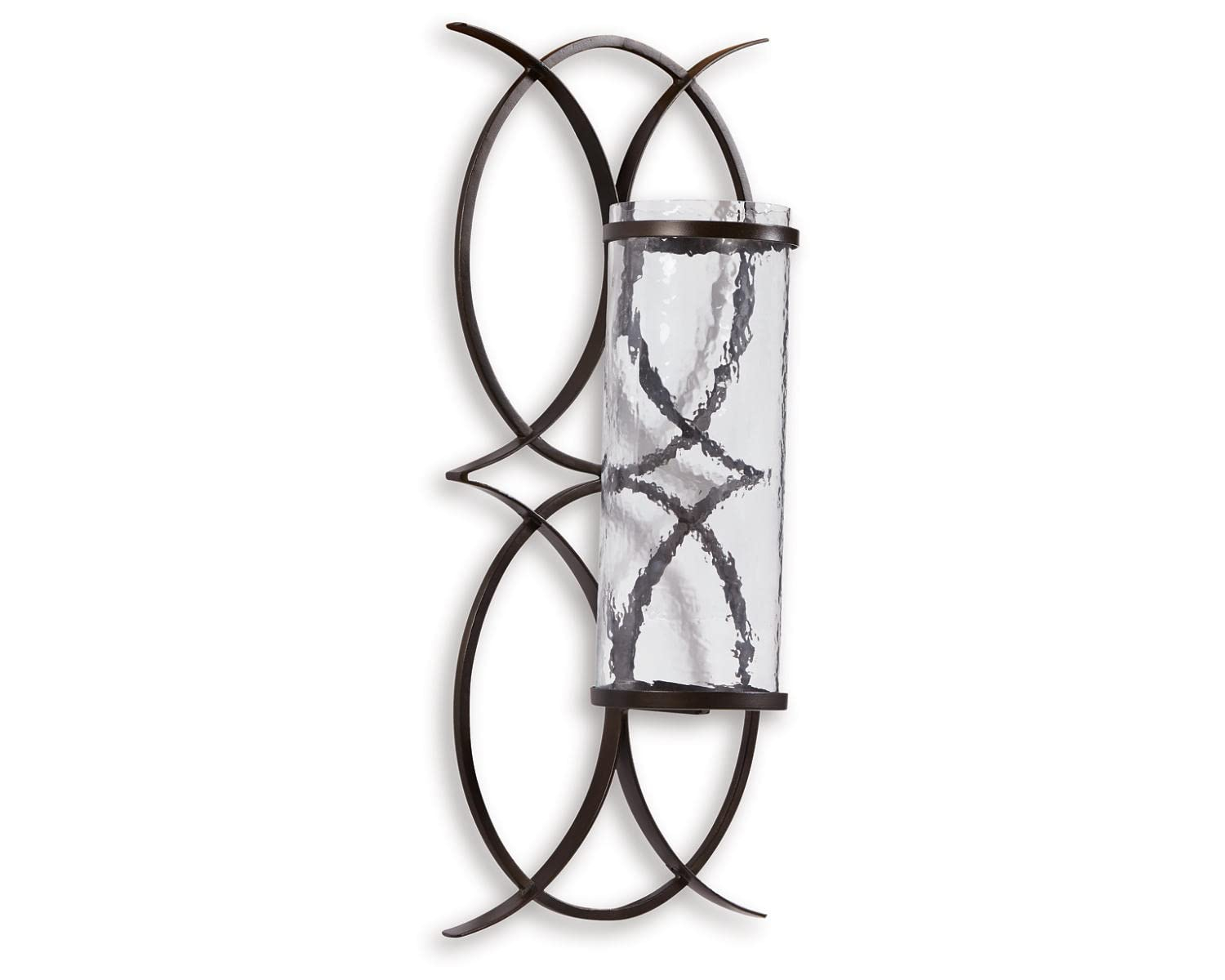 Signature Design by Ashley Bryndis Contemporary 22.13" High Geometric Design Wall Sconce, Black