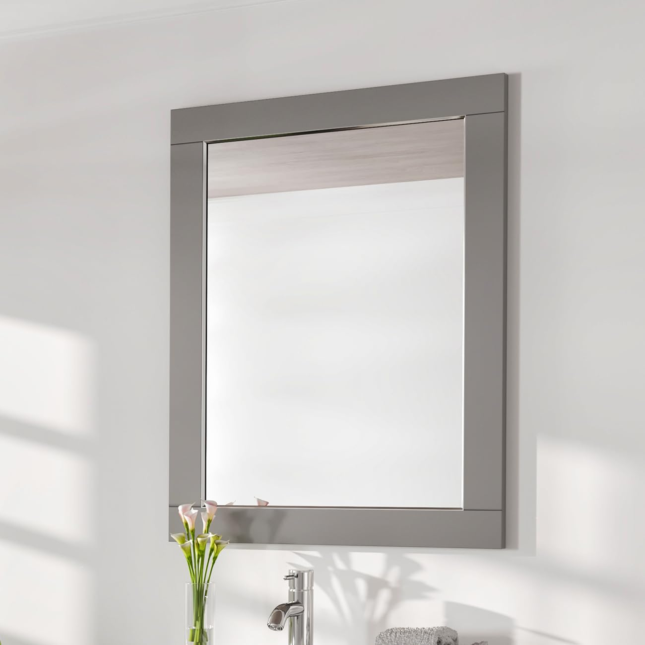 Eviva Aberdeen 24" Espresso Framed Bathroom Wall Mirror