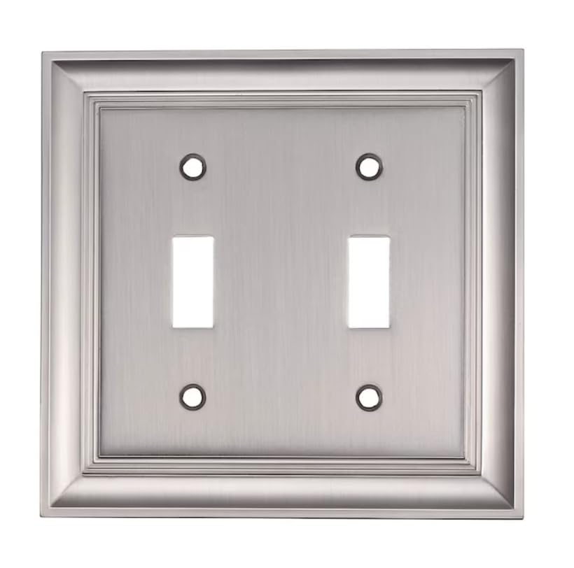 allen + roth Cosgrove 2 -Gang Satin nickel Zinc Indoor Toggle Wall Plate