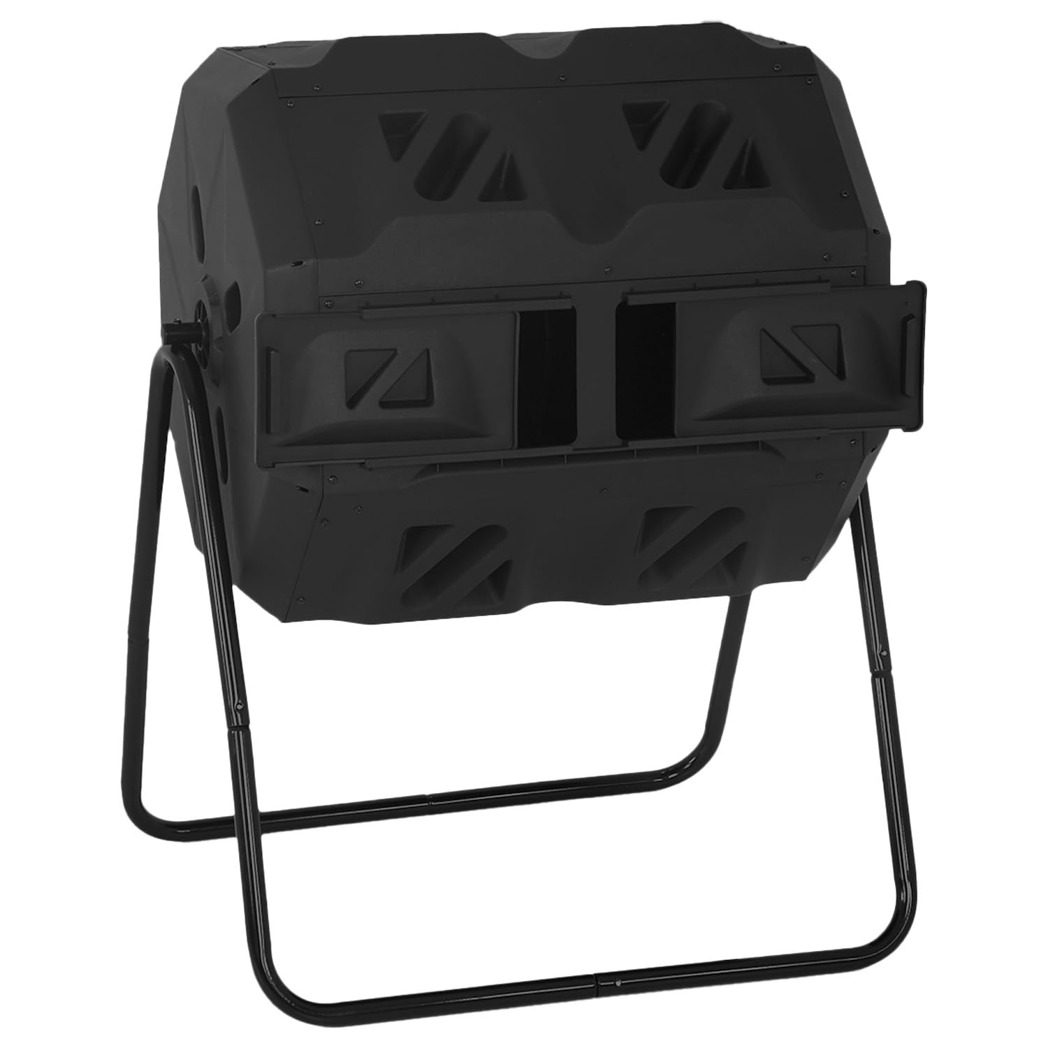 CL.HPAHKL Outdoor Compost Bin, 43 Gallon Dual Tumbling Composter Rotating Composting Bin Compost Tumbler for Garden Patio Kitchen Yard, Black Door