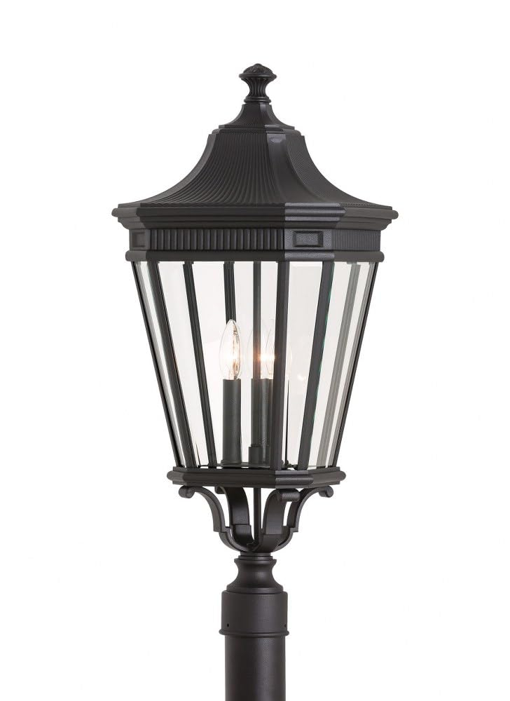 Feiss OL5408BK Cotswold Lane Outdoor Post Lighting, Black, 3-Light (12"W x 28"H) 180watts