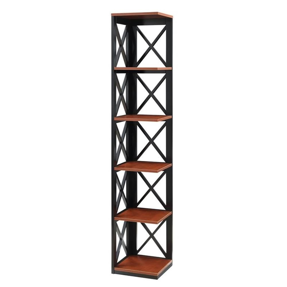 Convenience Concepts Oxford 5 Tier Corner Bookcase, Cherry and Black