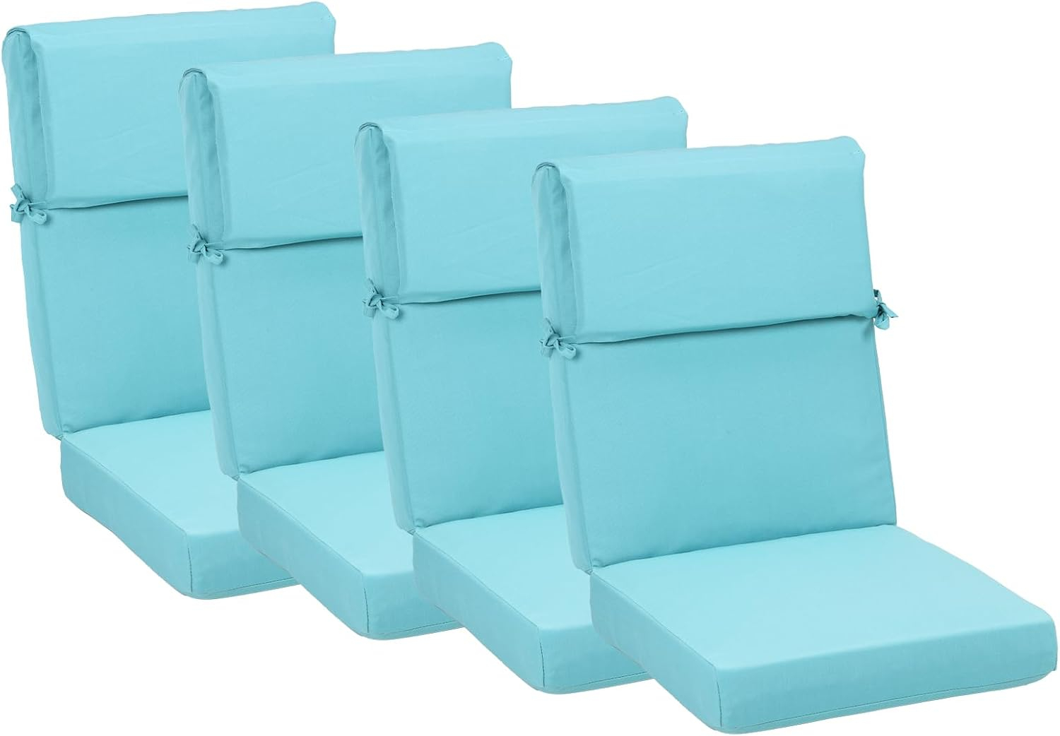 20.5 in. x 20.5 in. Outdoor High Back Chair Cushion with Adjustable Buckles and Ties in Charcoal Black (4-Pack)