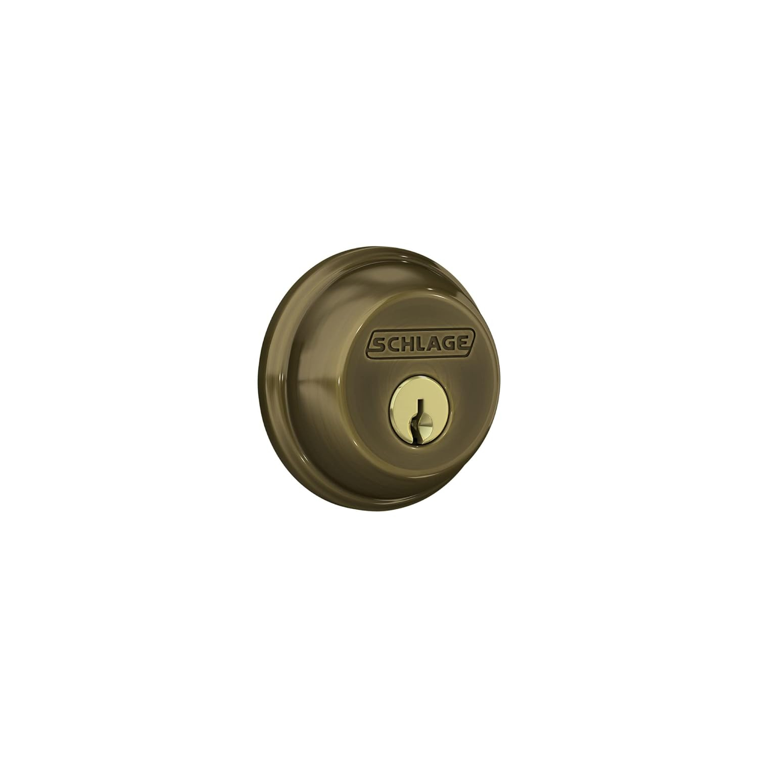 Schlage B60 N 609 Deadbolt, Keyed 1 Side, Highest Residential Security, Antique Brass