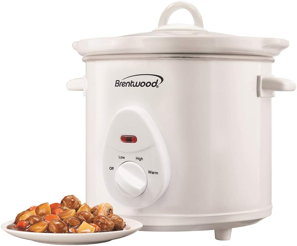 Brentwood SC-135W Kitchen 3 Quart Slow Cooker with Multiple Heat Settings, White