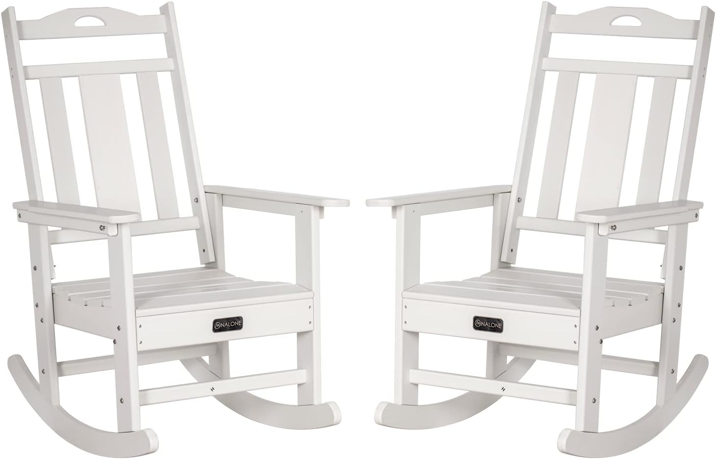 nalone Outdoor Rocking Chairs Set of 2, Oversized Porch Rocker Chair for Adult, All-Weather Resistant Patio Rocking Chair for Garden Lawn(White)