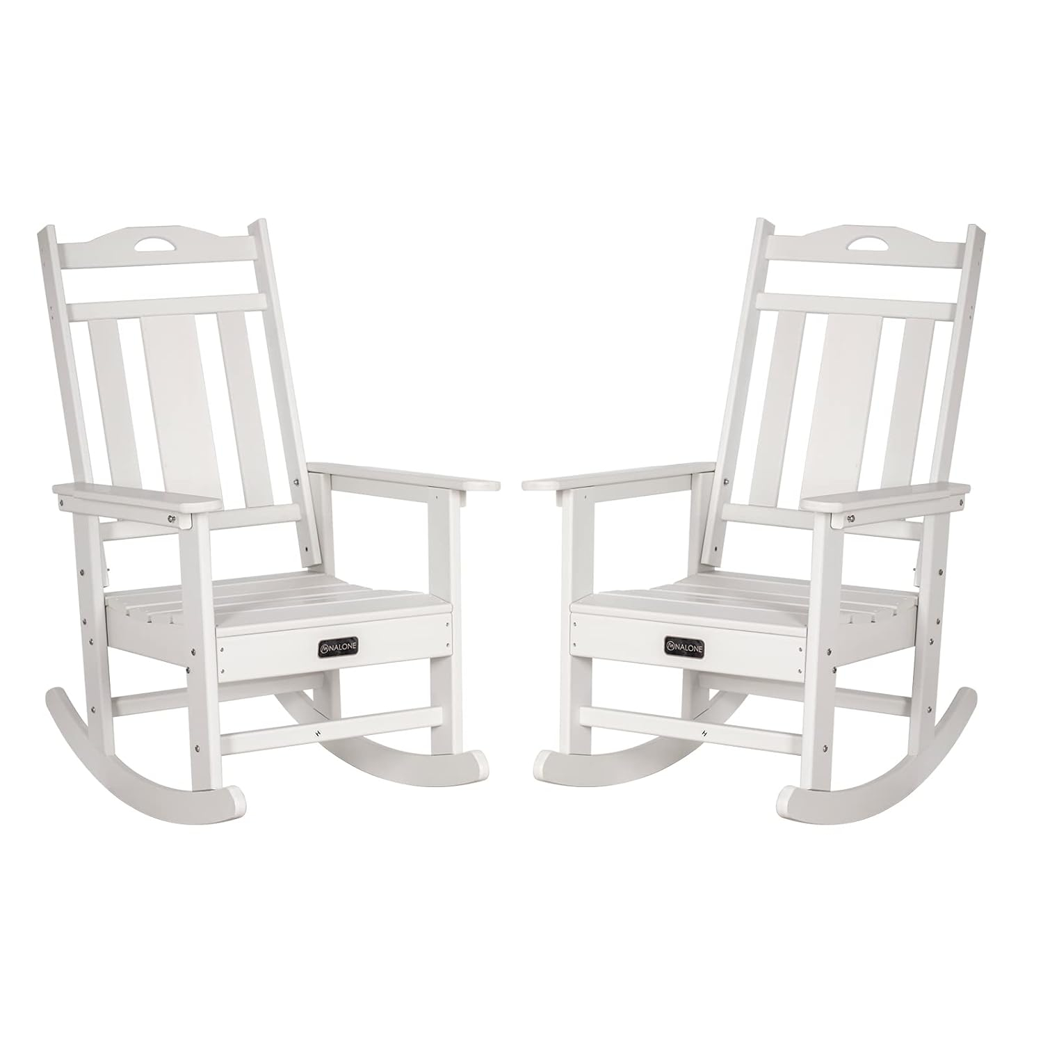 nalone Outdoor Rocking Chairs Set of 2, Oversized Porch Rocker Chair for Adult, All-Weather Resistant Patio Rocking Chair for Garden Lawn(White)