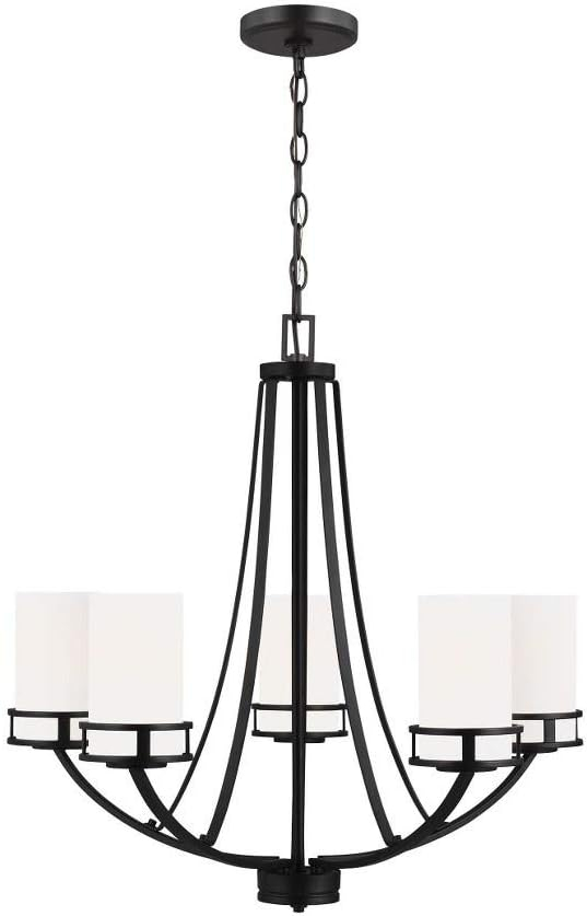 Generation Lighting 5-Light Robie Chandelier Midnight Black 3121605-112, Modern Ceiling Light Fixture for Room Decor| Chandelier for Dining Room or Living Room Uses A19 Standard or LED Light Bulbs