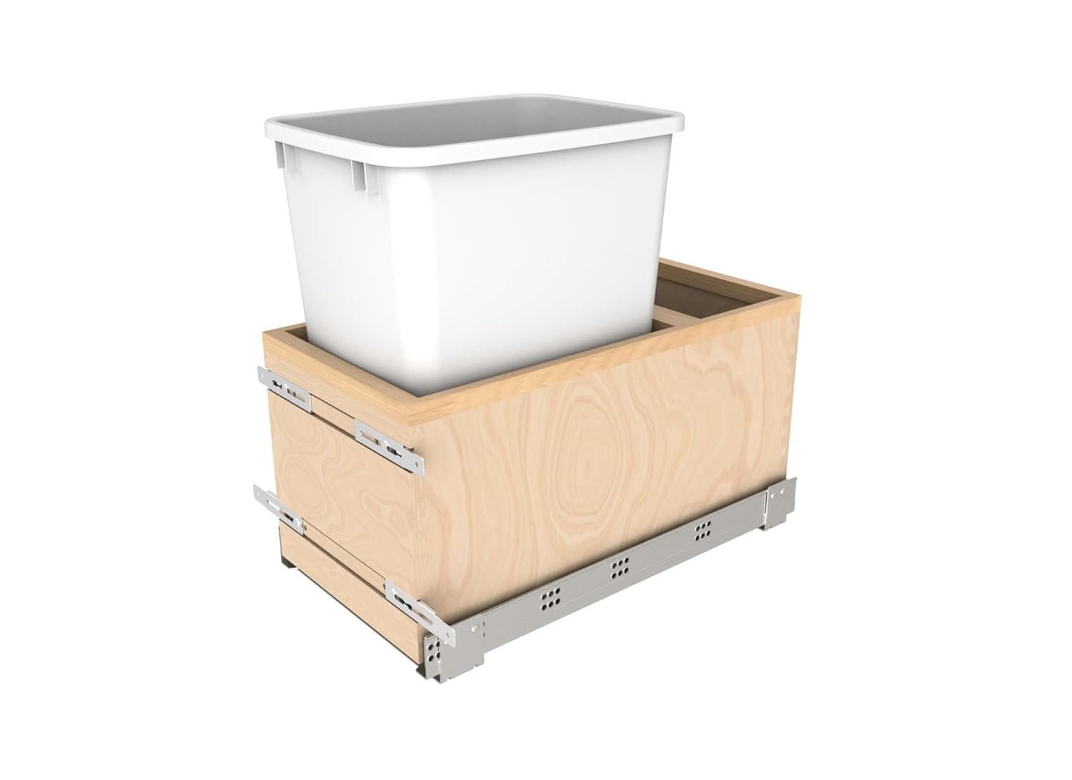Rev-A-Shelf 4Vlwcsc-1535Dm-1 Value Line 21-1/2" Wood Bottom Mount 35 Quart / 9 Gallon Pull
