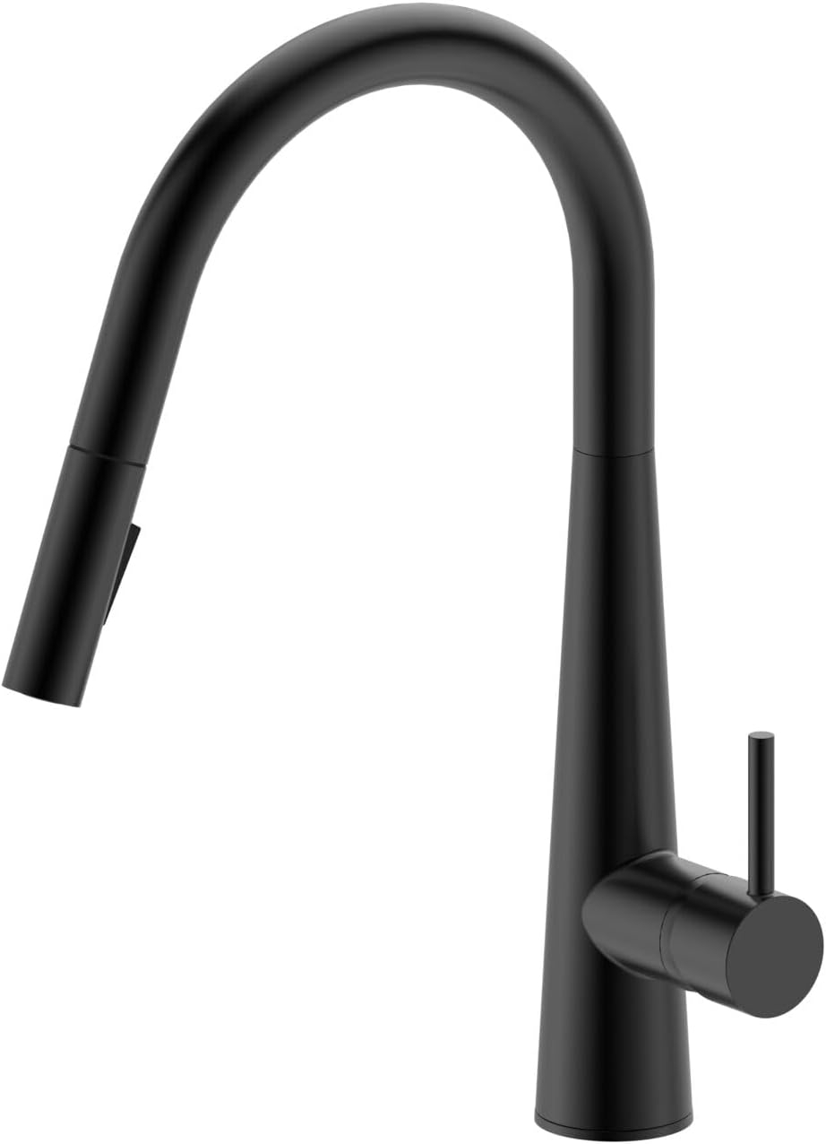 Lucas Single Handle Pull Down Sprayer Kitchen Faucet, Matte Black