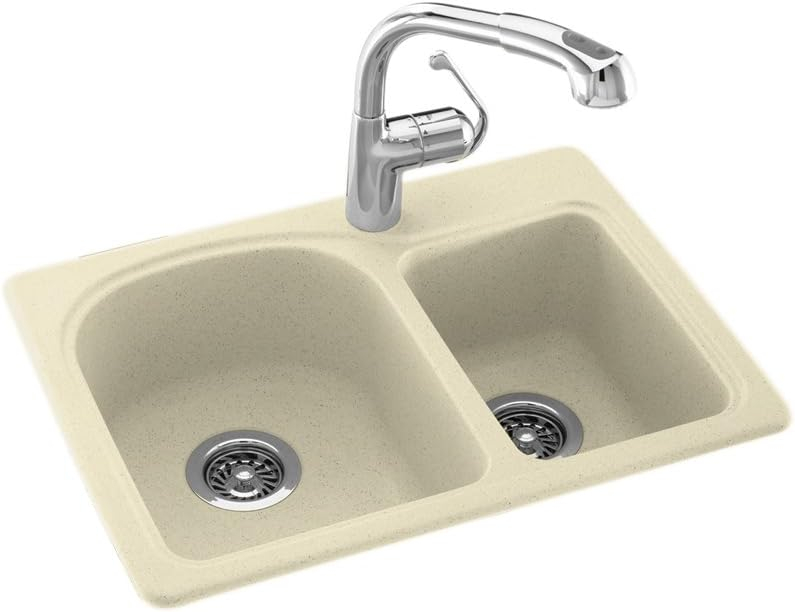 Bone Granite Composite Double Bowl Drop-In Kitchen Sink