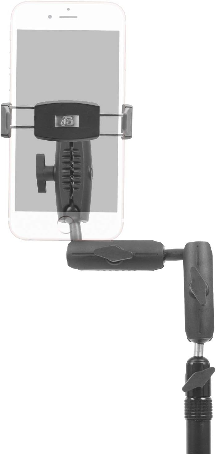 Adjustable Black Metal Overhead Phone Mount Stand for Live Streaming
