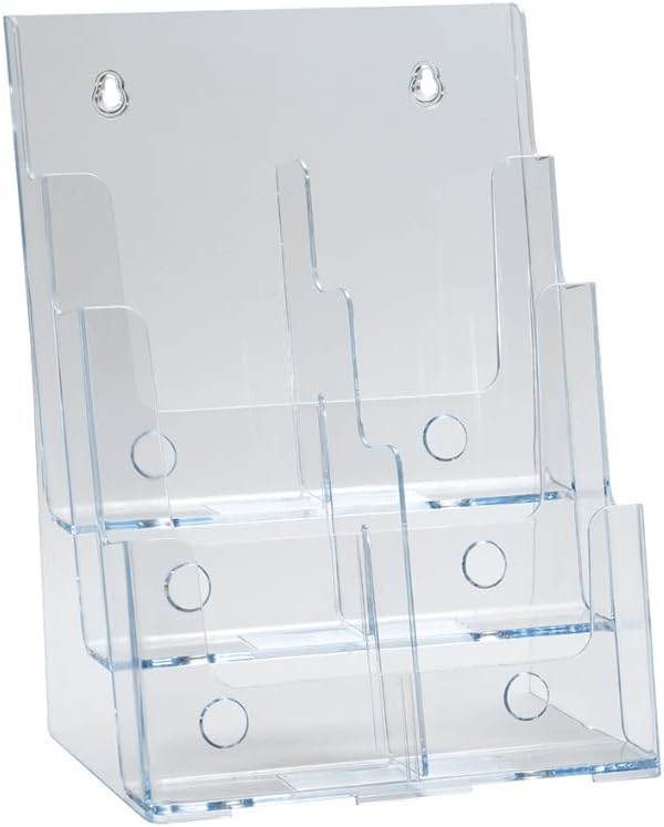 Azar Displays Three-Tier Six-Pocket Trifold Brochure Holder (Removable Divider)