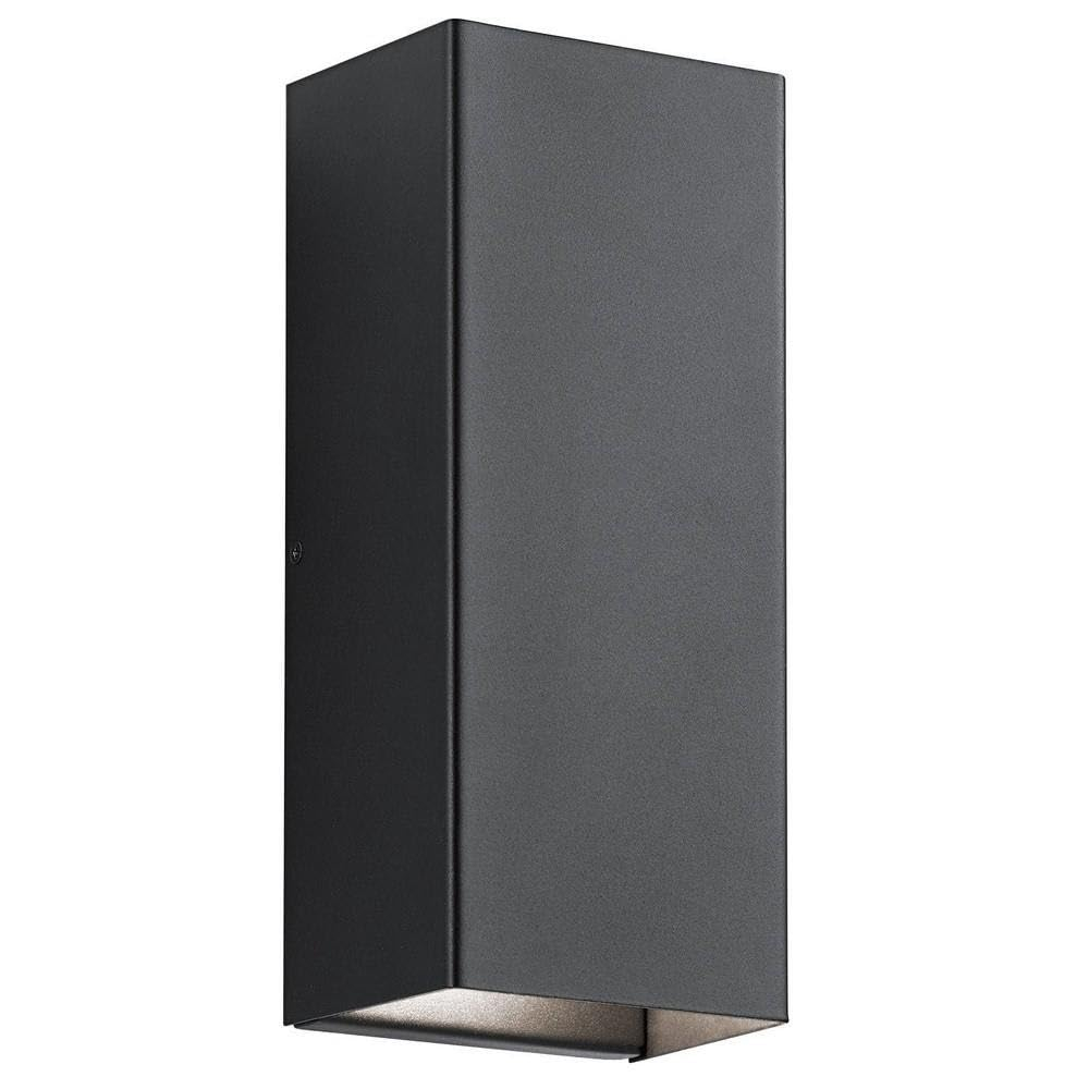 Kichler Walden 12" LED Outdoor Wall Light with Clear Tempered Glass With Inside Etch and Textured Black