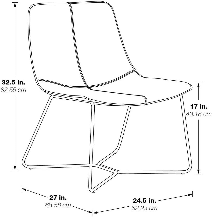OSP Home Furnishings Grayson Contemporary Scoop Accent Chair, Black with Chrome Base
