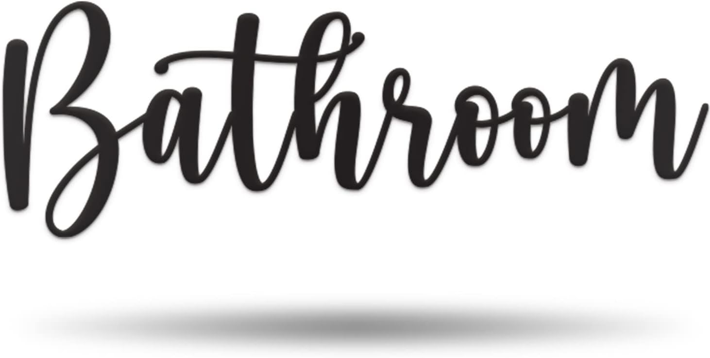Vivegate Bathroom Letter Sign Wall Decor Metal Art - 16"x6" Farmhouse Bathroom Signs For Door Metal Cut Out Bathroom Signs Wall Decor From Durable Powder-coated Metal, Perfect For Home Farmhouse