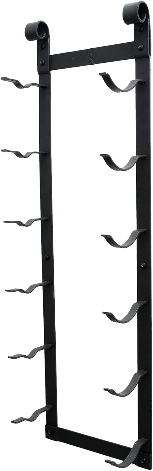 VintageView Le Rustique 6 Bottle Wall Mounted Wine Rack Stylish Modern Wine Storage with Label Forward Design (Matte Black, Set of 1)