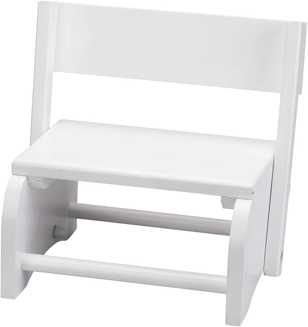 White Wooden 2-in-1 Chair and Stepstool