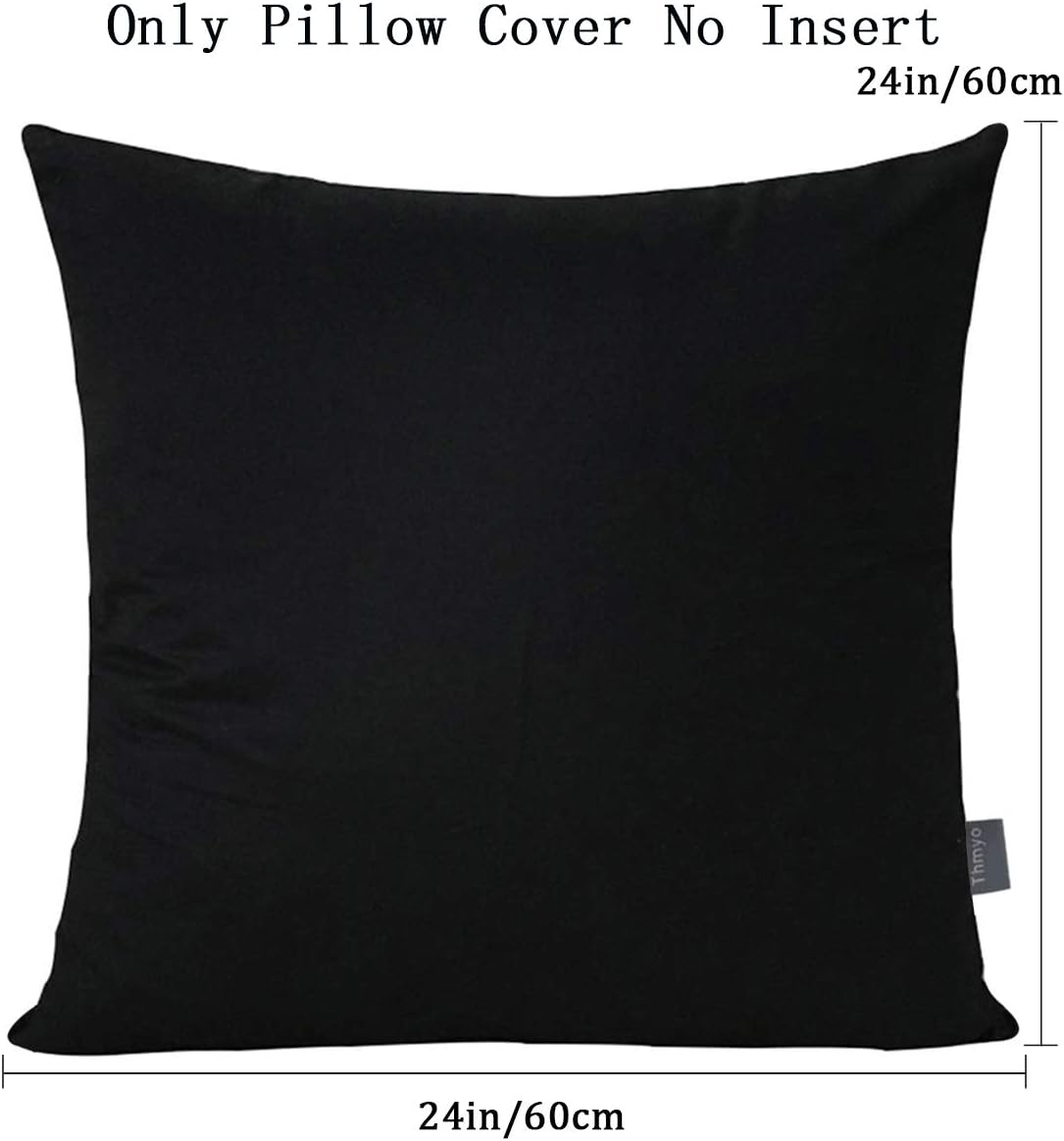Thmyo 4-Pack 100% Cotton Comfortable Solid Decorative Throw Pillow Case Square Cushion Cover Pillowcase Sublimation Blank Pillow Covers Christmas DIY Throw Pillowcase for Sofa(18x18inch/45x45cm,Black)